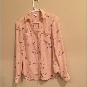 pink blouse with flowers